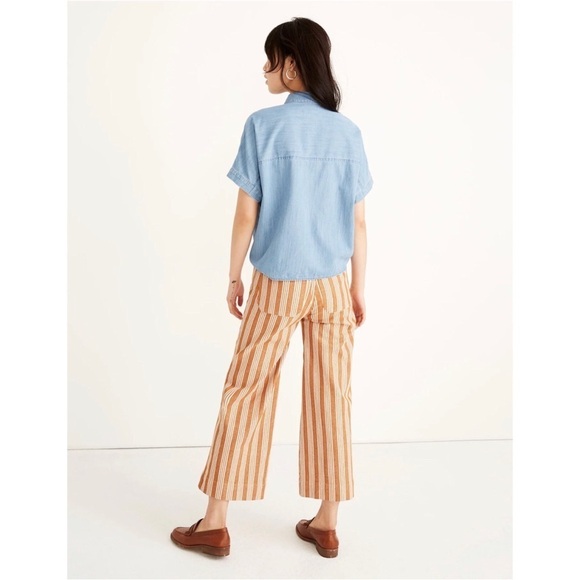 MADEWELL Denim Short Sleeve Tie Front Shirt Size S - Picture 4 of 11